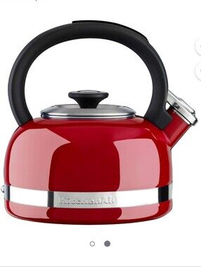 KitchenAid Red Tea Kettle with Black Handle and Silver Trim